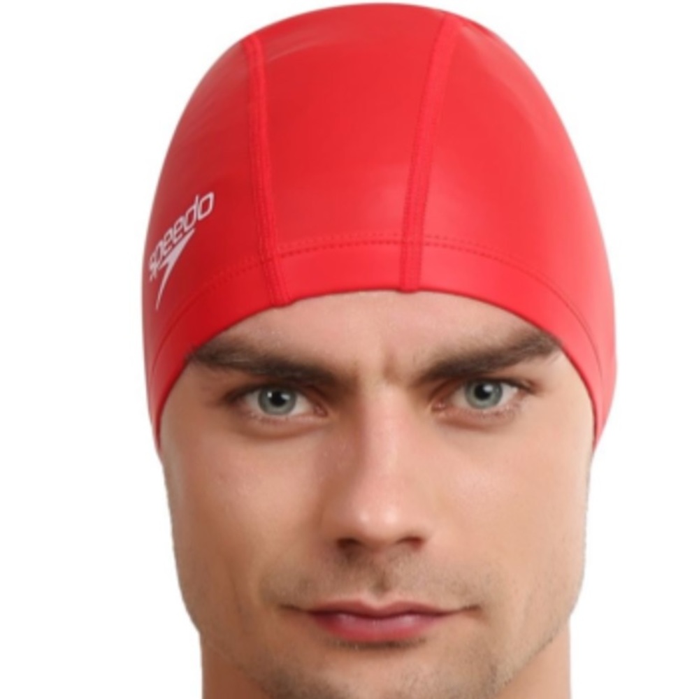Speedo Unisex Red Polyester Swim Cap Hair Protection Comfort Fit No Snag